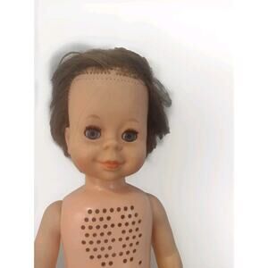 Vintage 1964 Mattel Chatty Cathy 16" Doll Brunette Brown Hair no pull cord